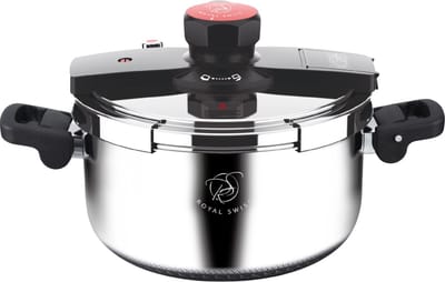 Royal Swiss® Snelkookpan 4.5L – Hogedrukpan 24 cm RVS Triply – Inductie – Veilig Drukventiel