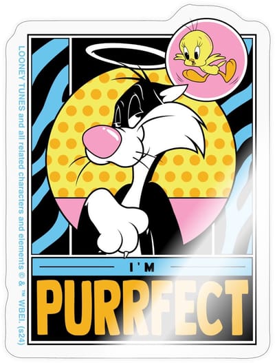 Looney Tunes Sylvester I'm Purrfect Grappig Citaat Sticker maat S (10 x 10 cm)