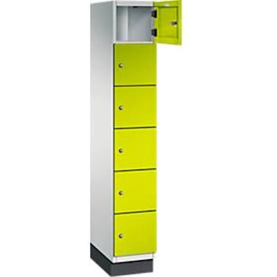 C+P Cambio lockerkast, 1 vak, 6 vakken, met plint, B 300 x D 525 x H 1980 mm, lichtgrijs/kleedgroen