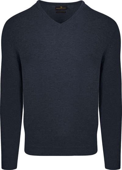 Steppin' Out Pullover V-hals Merinowol Navy - Maat S - Heren - Pullovers