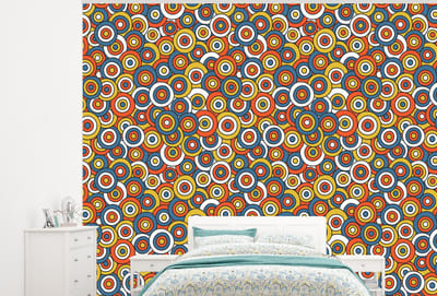 Behang - Fotobehang Patroon - Retro - Cirkel - Breedte 300 cm x hoogte 240 cm