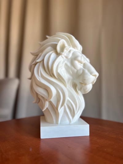 Leeuwenkop Dierensculptuur Leeuwendecoratie 3D Dierensculptuur Leeuw Decoratie | 30 cm / 11.8 inch / Wit