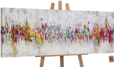 Canvas schilderij panoramisch handgeschilderd abstractie II modern – YS-Art Gallery – Luxe wanddecoratie voor woonkamer – Modern schilderij voor slaapkamer en kantoor