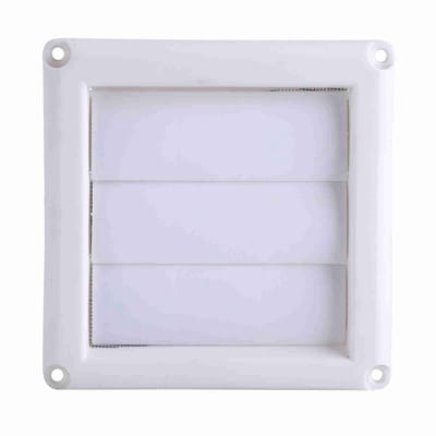 Dailygoods- Ventilatierooster 15 x 15 cm - Kunststof - Afdekking met vliegscherm - 3 kleppen - Ventilatie - One-way flow functie - Ventilatieafdekking