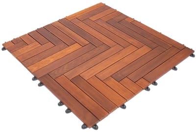 Terrastegels - Balkontegels klikplanken - Buitenruimte creëren - Modulair visgraatmotief - 1 m² - Natuurlijk hout
