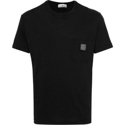 Stone Island Logo Ronde Hals Losse Pasvorm Korte Mouw T-shirt Heren Tops Zwart 801521957-A0029 S black