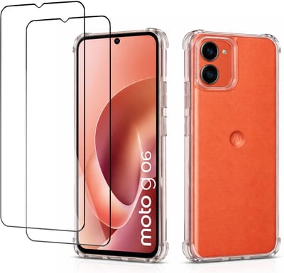 ChiGuard Hoesje & 2x Screenprotector geschikt voor Motorola Moto G06 Hoesje Screenprotector - Gehard Glas Cover + Shock Proof Case – Transparant