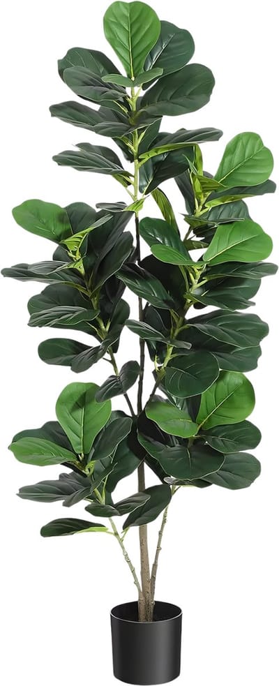 Kunstmatige Vioolblad Vijgenboom - Kunstplant - Voor Binnen, Buiten & Thuiskantoor - Grote Faux Plantenboom met Zwarte Plantenbak - Nep Plant Decoratie - Groen-120cm