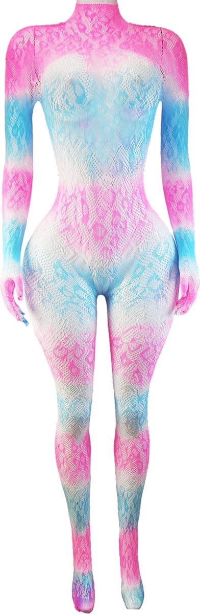 BamBella ® - Panty pak -Onesize - body suit - Dames - Onesize - Erotische jumpsuit van kant lingerie roze wit blauw