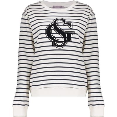 Geisha Sweat Striped Navy/off-white Size: L | Long-Sleeved Tops Outlet | Dames | Blauw