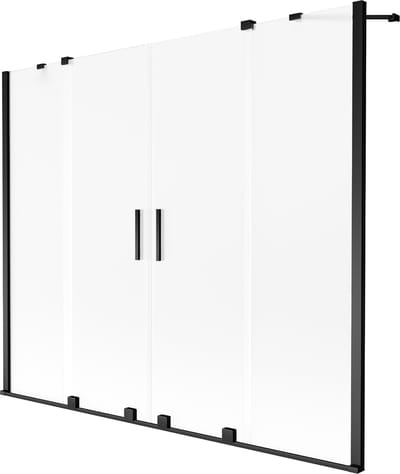 Mexen Velar Duo badscherm voor bad 2-delig uitschuifbaar 170 x 150 , mat, zwart - 896-170-000-32-70