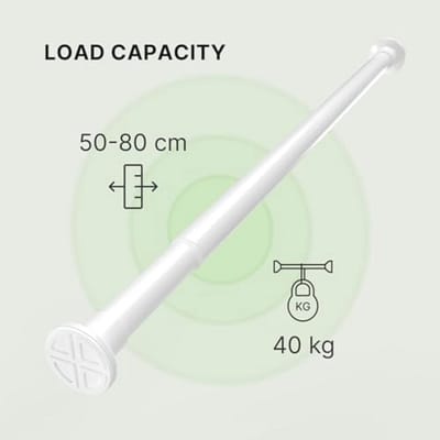 Gordijnroede zonder boren 90-160 cm - Uitschuifbare Douchestang, Telescoopstang voor Badkamer, Slaapkamer en Garderobe - Ø25 mm, Wit