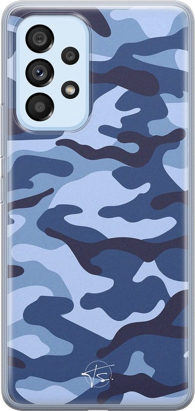 Hoesje geschikt voor Samsung Galaxy A53 - Camouflage blauw - Soft Case - TPU - Print - Blauw - Mooie Telefoonhoesjes