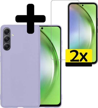 Hoesje - Met 2x Screenprotector - Geschikt voor Samsung Galaxy A54 - Sterk & Shockproof - Back Cover - Siliconen Case - Telefoon Hoes - Telefoonhoesjes - Lila