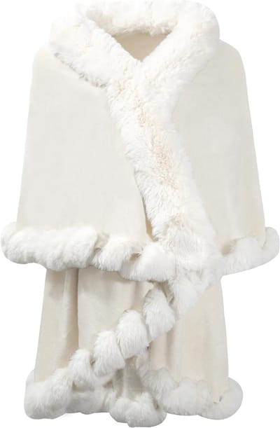 Dames fijn gebreide cardigan met capuchon en nepbont poncho voor stijl en comfort