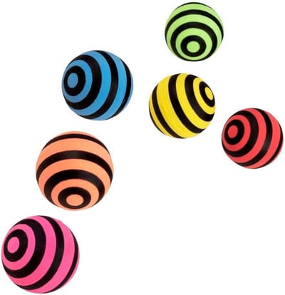 Set van 6 Gestreepte Stuiterballen (3 cm) - Ideaal als Piñata Vulling of Feestartikelen