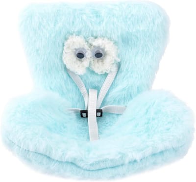 BOXOB Autostoel voor Poppen & Knuffels, Pluche Veiligheidsstoel Zacht Harig Kussen Auto Luchtrooster Clips Ornamenten Blauwe Decoratieve Bank Bureau Decor voor het Tonen 10-17cm Poppen (Grote Ogen)