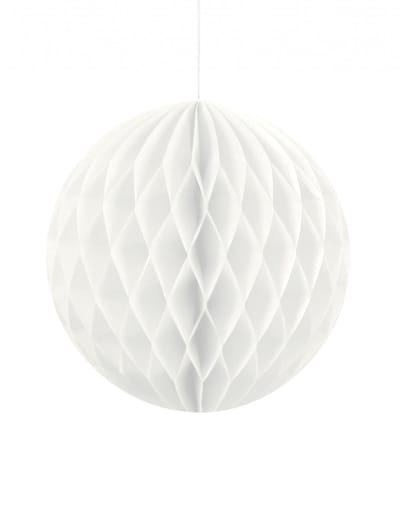PARTYDECO - Kleine witte honingraat papieren bal 12 cm voor feestdecoratie