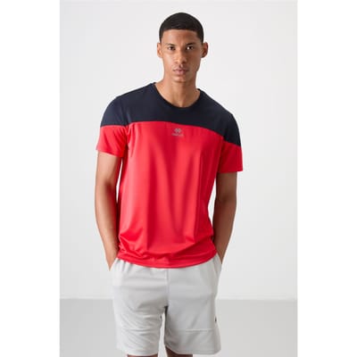 Heren T-shirt met kleurafwisseling en ronde hals