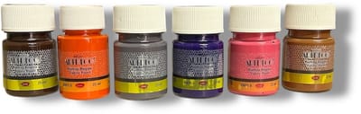 Artdeco Textielverf Set 6x25ml | Stoffenverf voor DIY & Customizing | Bruin, Oranje, Grijs, Paars, Roze, Latte | Wasbestendig & Duurzaam