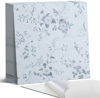 Coloray Plaktegels - Bloemenpatroon op de achtergrond Portugese Tegels - 30 cm x 30 cm - Blauw Plaktegels - 9 stuks - Vierkant PVC Tegels - Plaktegels Keuken - Zelfklevende Vloertegels - Vinyl Tegels Zelfklevend - Zelfklevende Tegels