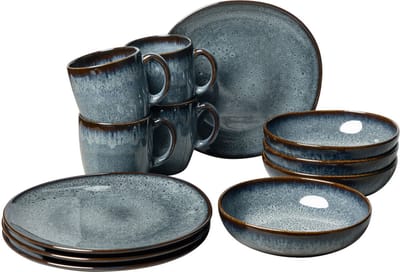 Villeroy & Boch Serviesset Lave - Grijs - 12-delig / 4 personen