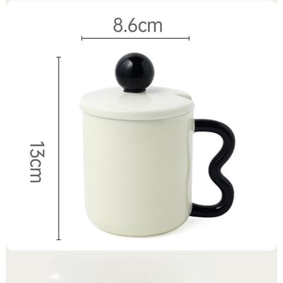 Dambord Vintage Keramische Mok met Deksel Voorzien van Handvat Kop Kantoor Koffiekop Home Niche Melkkop 301-400ml