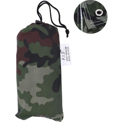 Abri de bâche de tente de pluie de tapis imperméable léger portatif extérieur de Camouflage (2*1,43m) black
