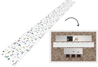 Keukenloper - Keukenmat - Patroon - Dinosaurus - Kinderen - 400x50 cm - Keuken vloerkleed