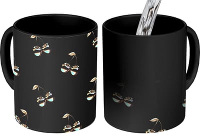Magische Mok - Foto op Warmte Mokken - Koffiemok - Patroon - Kersen - Goud - Chrome - Magic Mok - Beker - 350 ML - Theemok