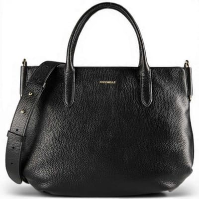 COCCINELLE Leren handtas schoudertas Rebekka Handbag Grained Leather Noir zwart