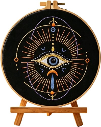 Untamed - PREMIUM Borduurpakket Volwassenen – Borduren – Creatieve hobby – Ontspanning Thuis – Cadeau idee – Compleet pakket met extra’s – Echte HOUTEN borduurring (geen plastic) – DIY decoratie – Mystiek oog – Minimalistisch – Sacred Eye