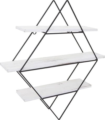 Wandplank MCW-A80, hangplank Plank, industrieel ontwerp echt hout 60x55x12cm ~ shabby white