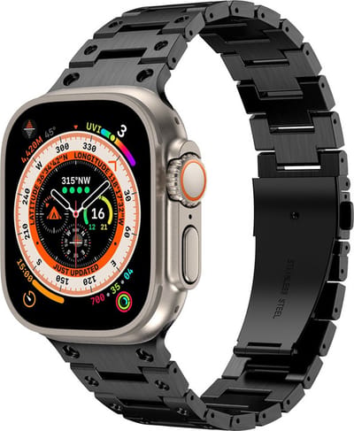 Titanium bandje - geschikt voor Apple Watch 1/2/3/4/5/6/7/8/9/10/11/ SE (1,2,3) met maat 38 mm / 40 mm / 41 mm en 42 mm (Watch 10/11) - zwart