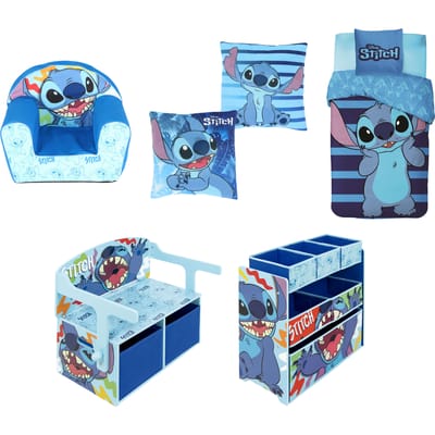 Lilo & Stitch slaapkamerset; dekbedovertrek, kussen, speelgoedbank. kast en stoel