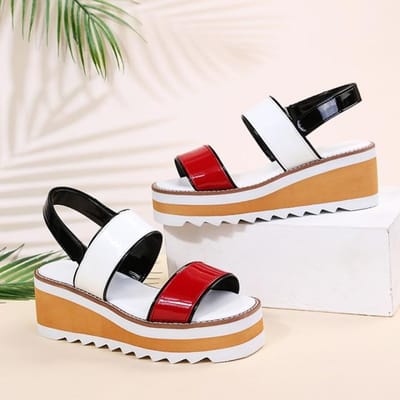 Zomer Dames Sandalen Platform Sandalen De Sleehak is 6 .5cm Hoog Dubbele Kleur Zijkant Plus Size Dames Schoenen 43 Sandalen 41 black
