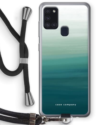 Case Company® - Hoesje met koord geschikt voor Samsung Galaxy A21s hoesje met Koord - Ocean - Telefoonhoesje met Zwart Koord - Bescherming aan alle Kanten en Over de Schermrand