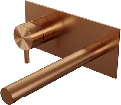 Brauer Copper Edition inbouw wastafelmengkraan met rechte uitloop en afdekplaat model B2 koper geborsteld PVD