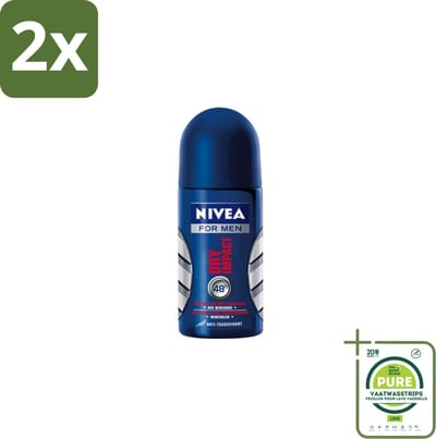 NIVEA MEN - Deodorant Roller - Dry Impact - 50 ml - Voordeelverpakking - 2 stuks - Anti-transpirant - Droge huid