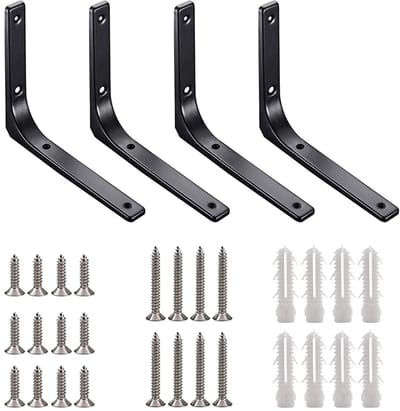 Cosensi- Planksteun Zware Kwaliteit - Plankdragers Metaal - Inklapbare Plankdrager - Plankdragers Zwart - Planksteunpennen - 150mm X 125mm, 4 Stuks