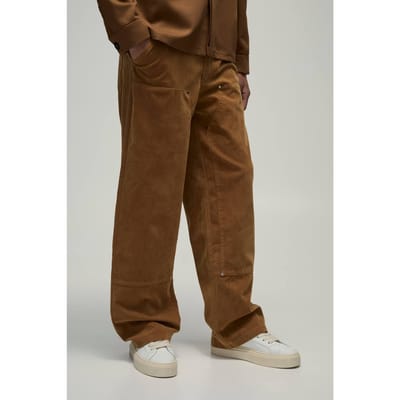 Broek met vaste taille, relaxed fit, Carpenter, heavyweight suède broek | Tan | Size 28R