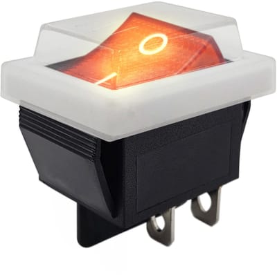 ProRide Wipschakelaar ON-OFF KCD4-202 - met Wit Beschermkapje - 2 Polig - 250V/16A - 30x22mm - Rood met controlelampje