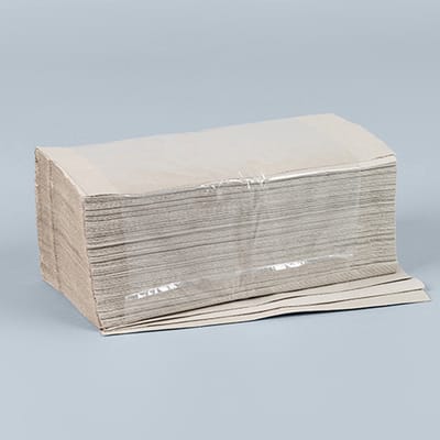 1x 5000 Blad Handdoekjes V-vouw 23 cm x 25 cm natuur Plus L zigzag 1-laags (20x250)