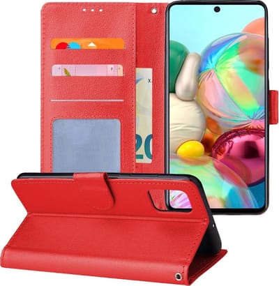 Hoesje - Geschikt voor Samsung Galaxy A71 - Luxe Bookcase - Walletcase Hoes - Portemonnee - Cover - Telefoonhoes - Rood