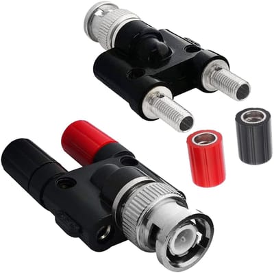 SnelShoppen - 2 Stuks BNC naar 4mm Dubbele Banaanstekker Adapter, BNC Plug naar 2 x 4mm Dubbele Banaanstekker Binding Post Adapter Jack Coaxiale Audio
