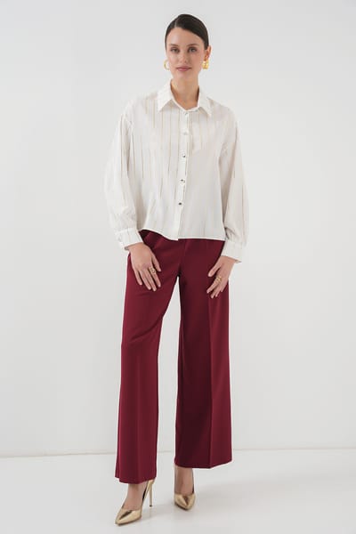 Losse Pas Gelaagde Poplin Shirt met Knoopsluiting