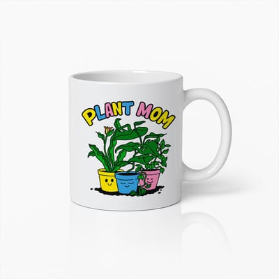 Plant Mom Mok – Leuke 330ml Koffiebeker met Kleurrijk Plantenpot Design – Perfect Cadeau voor Plantenliefhebbers & Tuin Moeders