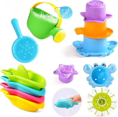 10 Stuks Bad Speelgoed voor Baby's en Kinderen, Leuke Water Speelgoed voor Bad en Zwembad, Geschikt voor 1-4 Jaar