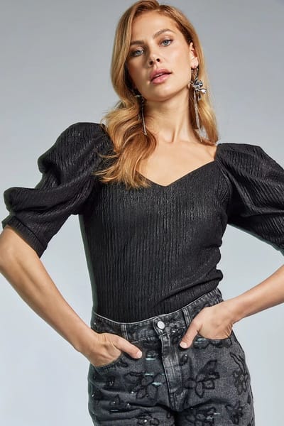 Freebird Tissa Tops & T-shirts Dames - Shirt - Zwart - Maat S