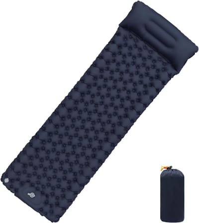 Kampeer slaapmat - Opblaasbare mat Ligmat - Buiten slapen - Ingebouwde voetpomp - 200 x 62 x 8 cm - Marineblauw
